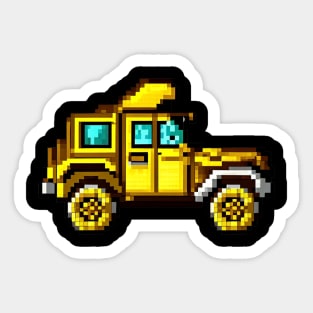 Cool Yellow Jeep Pixel Art T-shirt Sticker